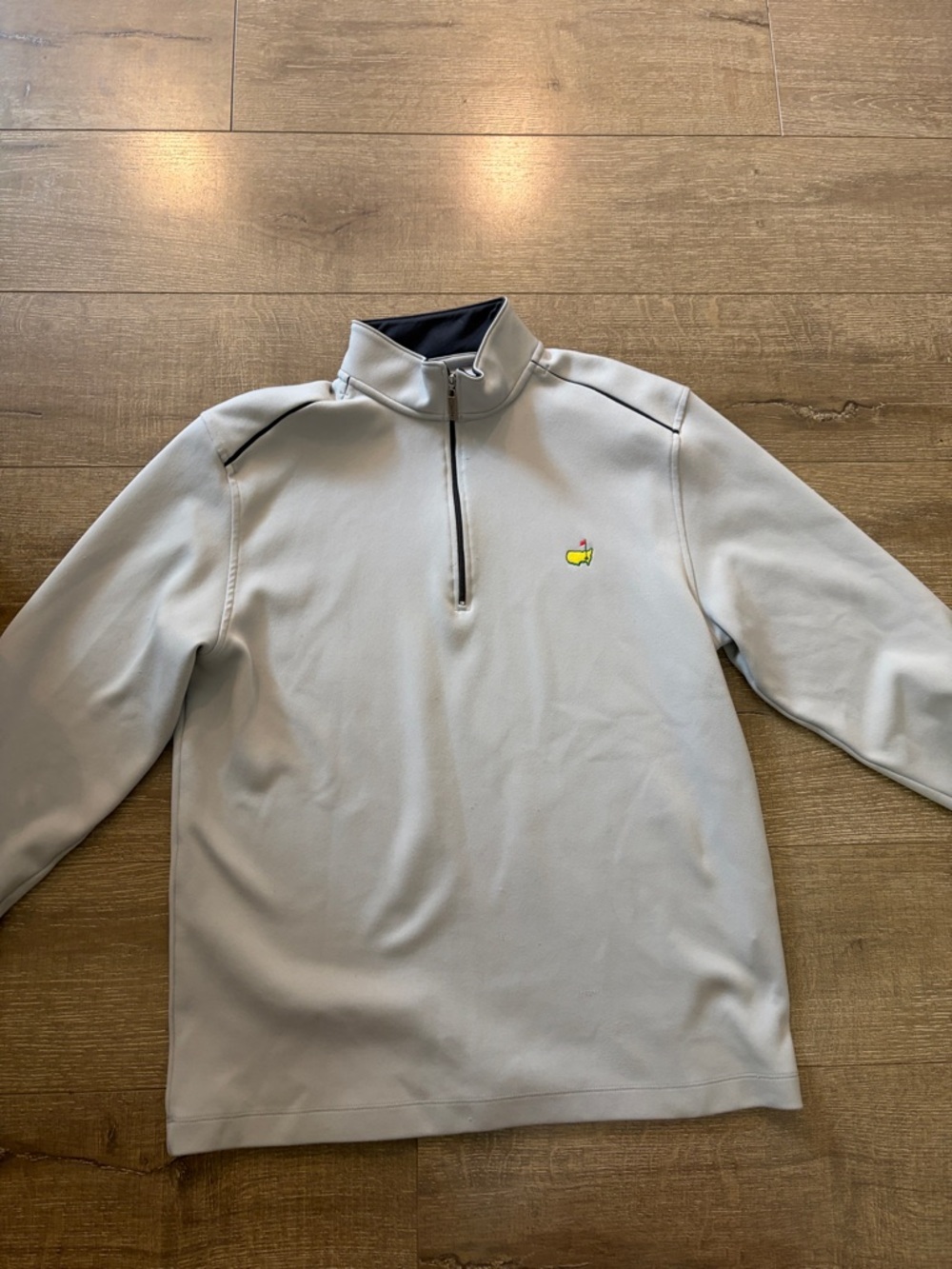 Men's Light Gray Half-Zip Pullover with Yellow Embroidered Logo